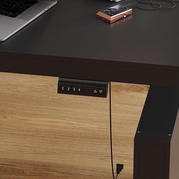 MOUMON 70.9” Electric Standing Desk with Drawer, Height Adjustable Executive Computer Desk with File Storage for Home Office, Sit Stand Desks, Black, 70.9”W x 31.5”D x 29.5”-44.1”H
