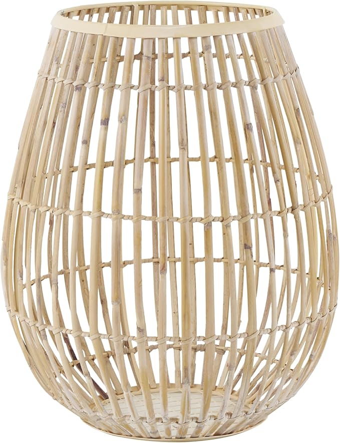 Deco 79 Bamboo Wood Handmade Decorative Vase Open Frame Round Centerpiece Vase, Flower Vase for Home Decoration 12" x 12" x 15", Brown