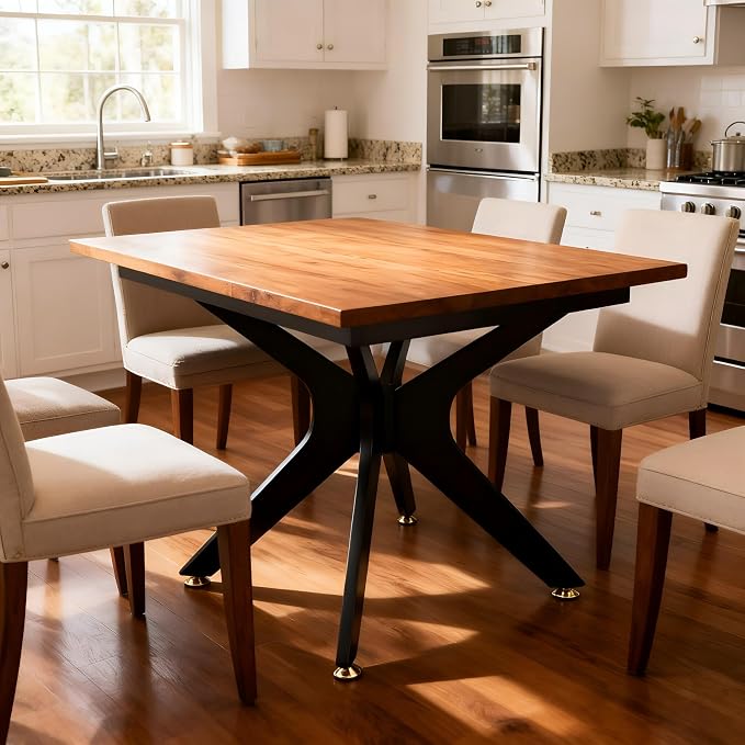 FUSHIAIPTC 28 Inch Metal Dining Table Legs for Wood/Glass/Marble Heavy Duty Load-Bearing 1000LB Table Base with Suction Cups & Pre-drilled Holes