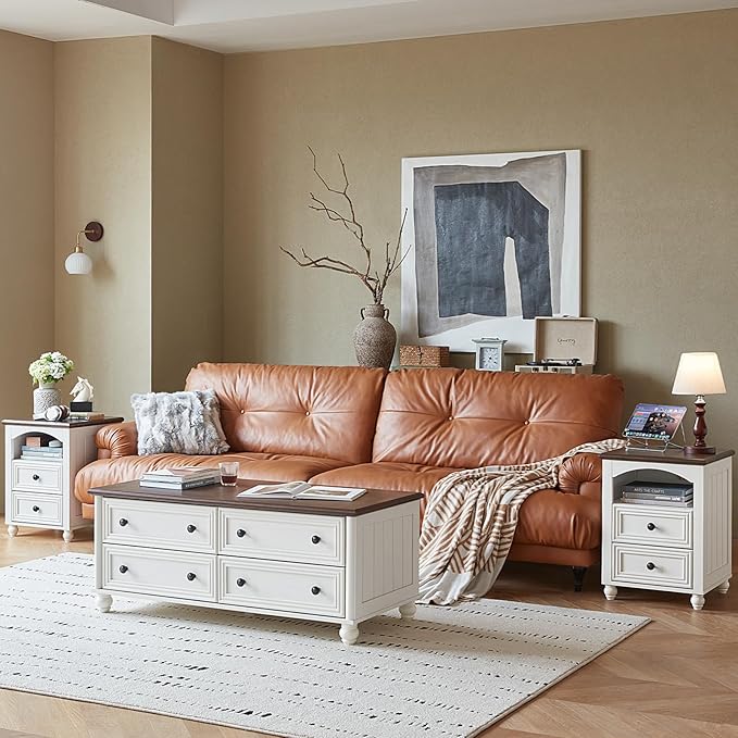 Dressers & Night Stand Set of 3, Wood 54'' Wide Dresser & 18'' Chest of Drawers, Roman Column 2 & 3 Drawer Nightstand Set of 2, Furniture 6 Drawer Dresser Suites for Bedroom Living Room, Hallway, Home