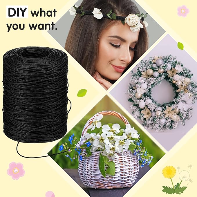 Syhood 673 Feet Floral Vine Bind Wire Rustic Wrapping Wire for Flower Bouquets(Black)