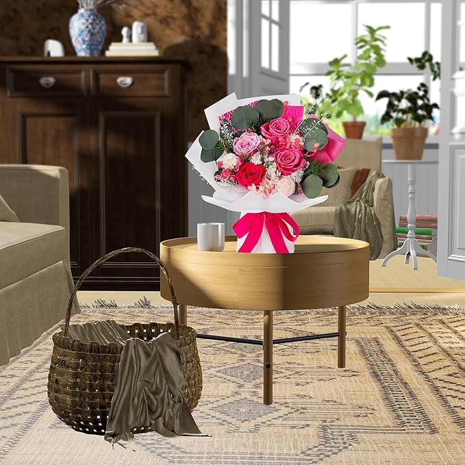 Perfectione Roses 4 Roses Mixed Bouquet for Mother's Day, Flowers for Delivery, Preserved Flowers Birthday Gift for Women Mom Wife Grandma Her, Pink