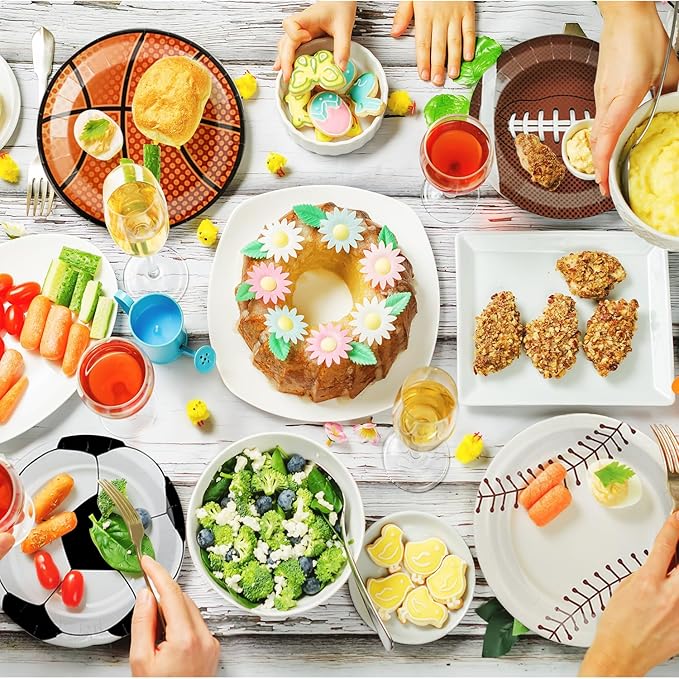 80 PCS Sports Birthday Party Decor, Sports Themed Plates Napkins Basketball Football Soccer Baseball Rugby Disposable Tableware Set for Baby Shower Boy Birthday Christmas Party Supplies (Serves 40)