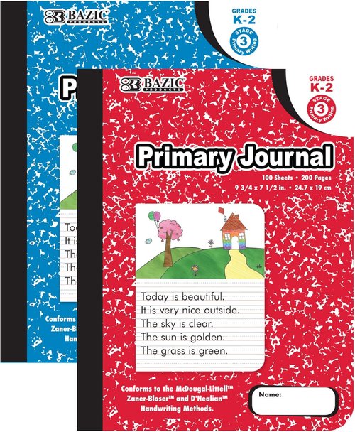 BAZIC PRODUCTS Primary Journal Composition Book - Marble Design for Kids | 100 Sheets, Ideal for Grades K-2