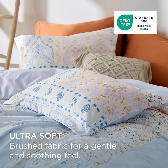 Bedsure Duvet Cover King Size - Reversible Vintage Floral Duvet Cover Set with Zipper Closure, 3 Pieces Winter Sky Bedding Set with 8 Corner Ties and 2 Pillow Shams 20"x36"