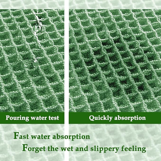 ZALL Sage Green Waffle Bath Mat,Super Absorbent Non Slip Bathroom Rug, 24x72inch, Machine Washable Ultra Soft Floor Mats