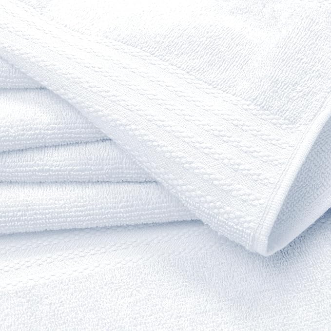 GLAMBURG Ultra Soft 12-Piece Washcloths Set 13x13-100% Ringspun Cotton - Durable & Highly Absorbent Face Towels - Ideal for use in Bathroom, Kitchen, Gym, Spa & General Cleaning - White