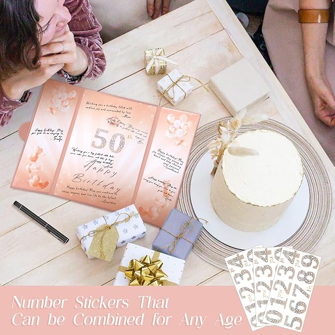 Rose Gold Birthday Party Decorations,18" x 12" Creative Birthday Decorations Guest Sign in Book Alternative, for Men and Women of All Ages, Happy Birthday Party Supplies