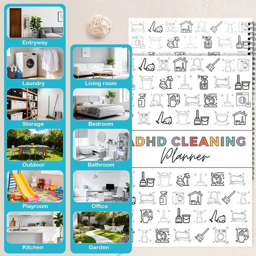 ADHD Cleaning Planner - Reusable Schedule & Checklist Organizer for Stress-Free Home Management