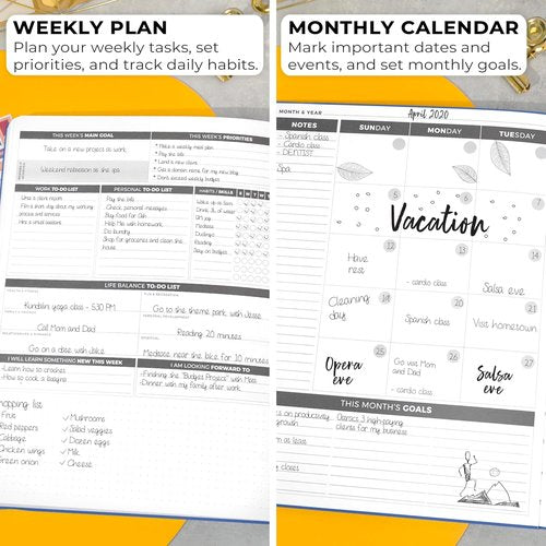 Clever Fox Planner Daily PRO - A4 Size Daily Life Planner & Gratitude Journal - Mystic Blue - Boost Productivity & Time Management