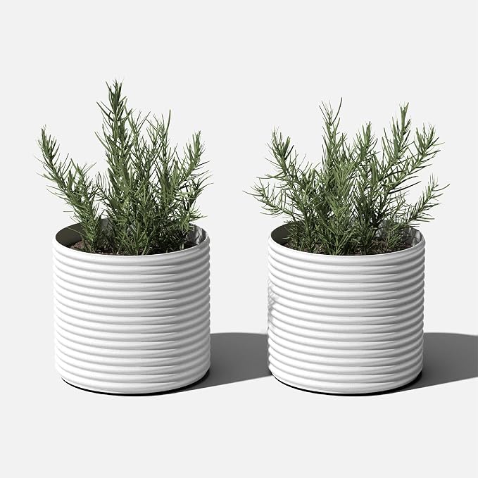 Veradek Mod Series 13" Short Planter for Patio & Backyard | Durable Plastic-Stone Material | Modern Décor for Plants & Flowers