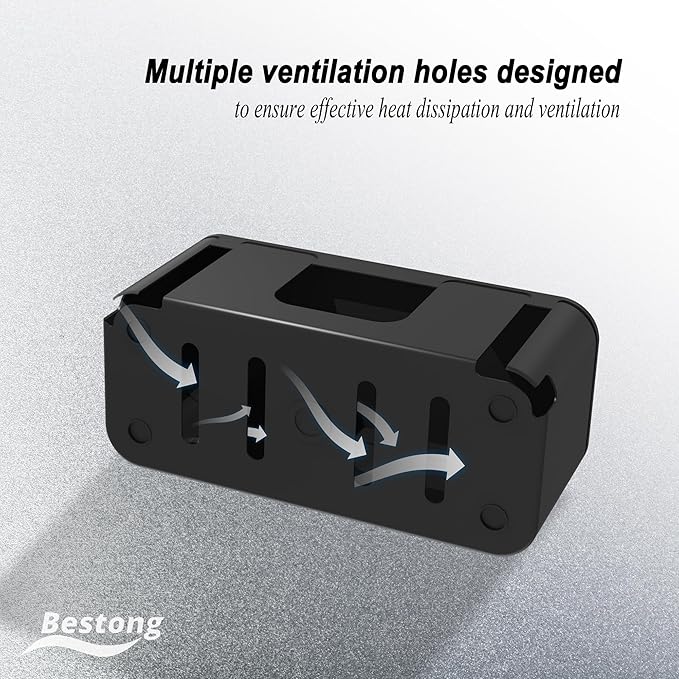 Power Strip Hider Box - Wire Storage Box for Extension Cord, Power Strips, and Surge Protector Wire Management. Cable Management Floor Outlet Hider Box (Large and Medium Sizes, Black)