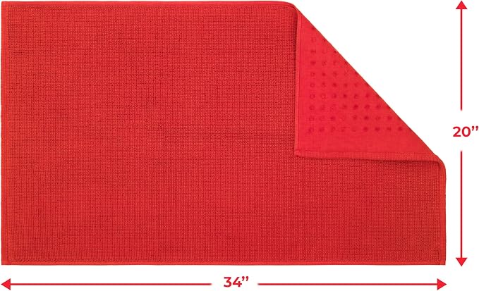 Cotton Paradise 100% Cotton Turkish Bathmat Rug, Soft Absorbent Quick Dry Non Slip, 20x34 Bathmat Rug, Red