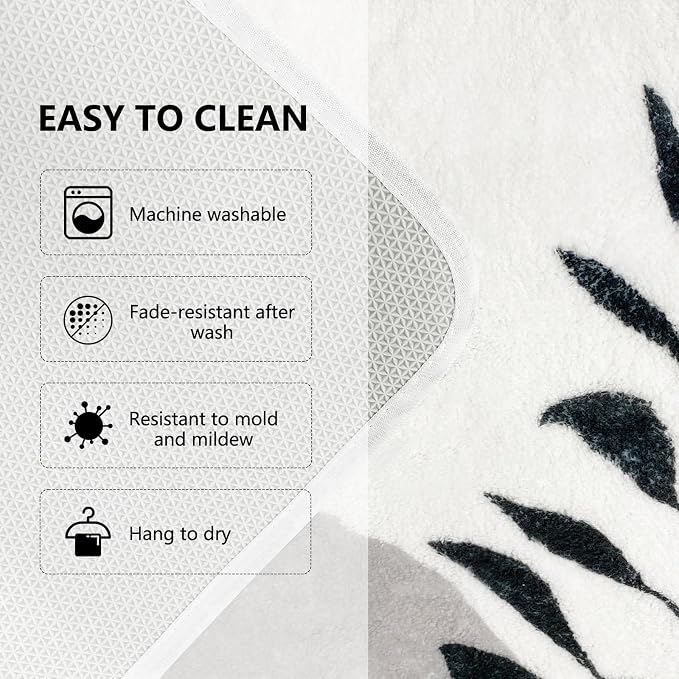 APROPHIC 17"X24" Boho Bath Rugs for Bathroom Decor Non-Slip Bath Mat Absorbent Plush Microfiber Soft Carpet Machine Washable Bath Mat for Bathrooms,Showers,Laundry Rooms,White and Black