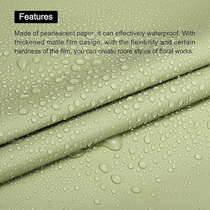 MECCANIXITY Set of 20 Flower Wrapping Paper 22.8x22.8 Inch Waterproof Florists Wrapping Paper for Florist Bouquet Supplies, DIY Crafts, Gift/Gift Box Packaging Green
