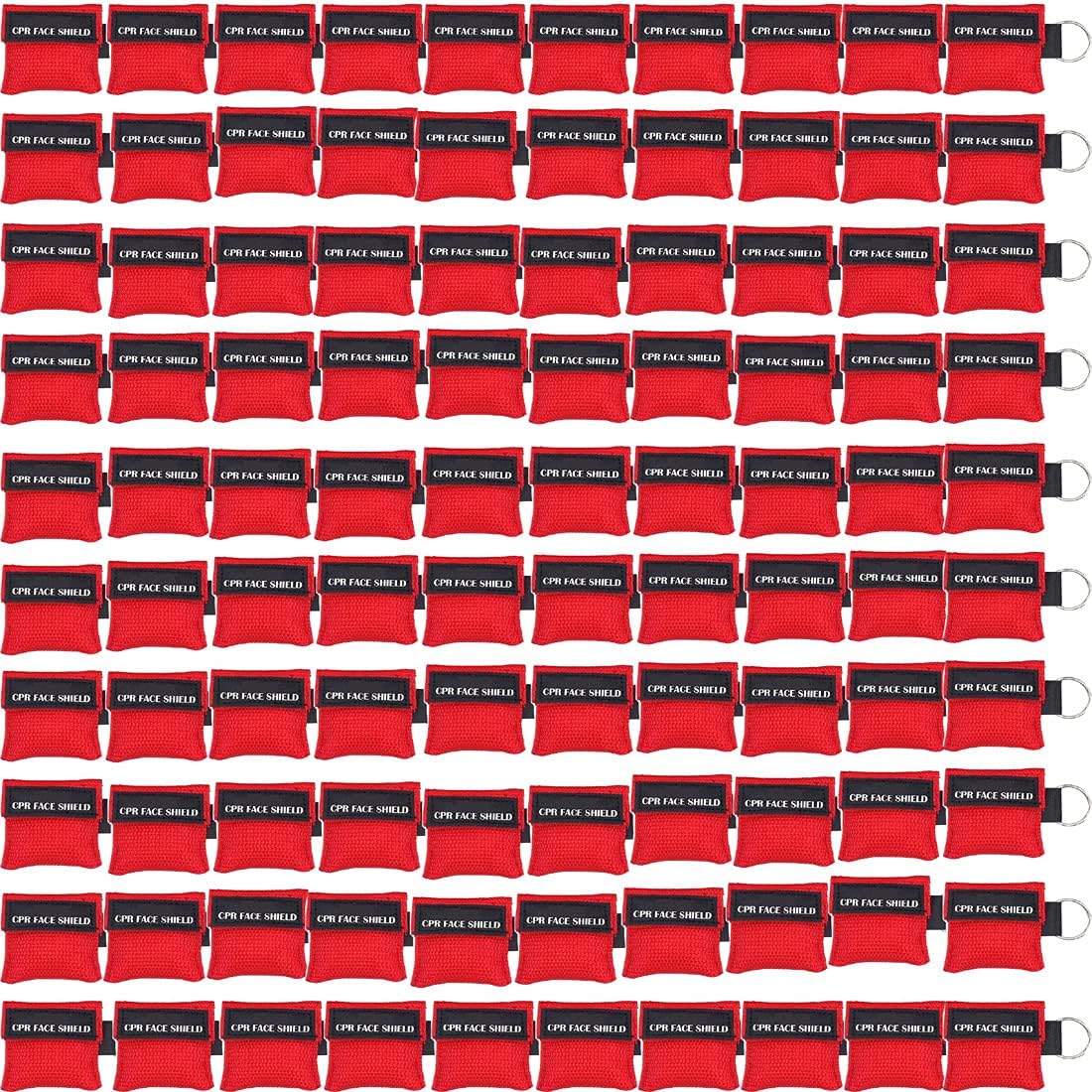 Skiennix CPR Face Shield Keychain - 100pcs Emergency Kit for First Aid & CPR Training (Red)