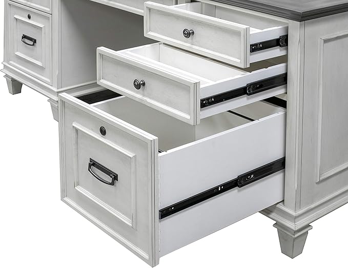 Martin Furniture Double Pedestal Desk, White