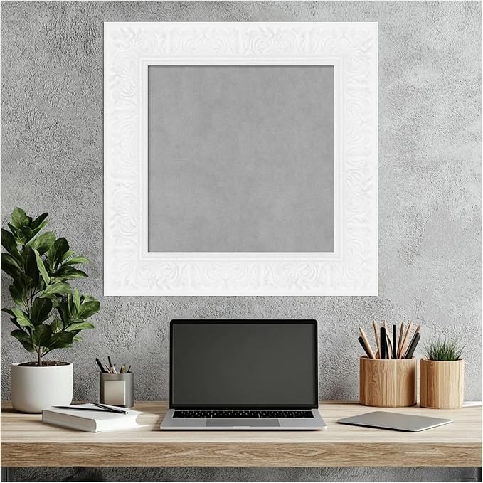 Amanti Art White Framed Magnetic Board 23x23 Small Vision Board for use with Magnets, 100% Metal Sheet to Display Items as Office Decor or for Home Organization in mudroom, Kitchen or Kids Room