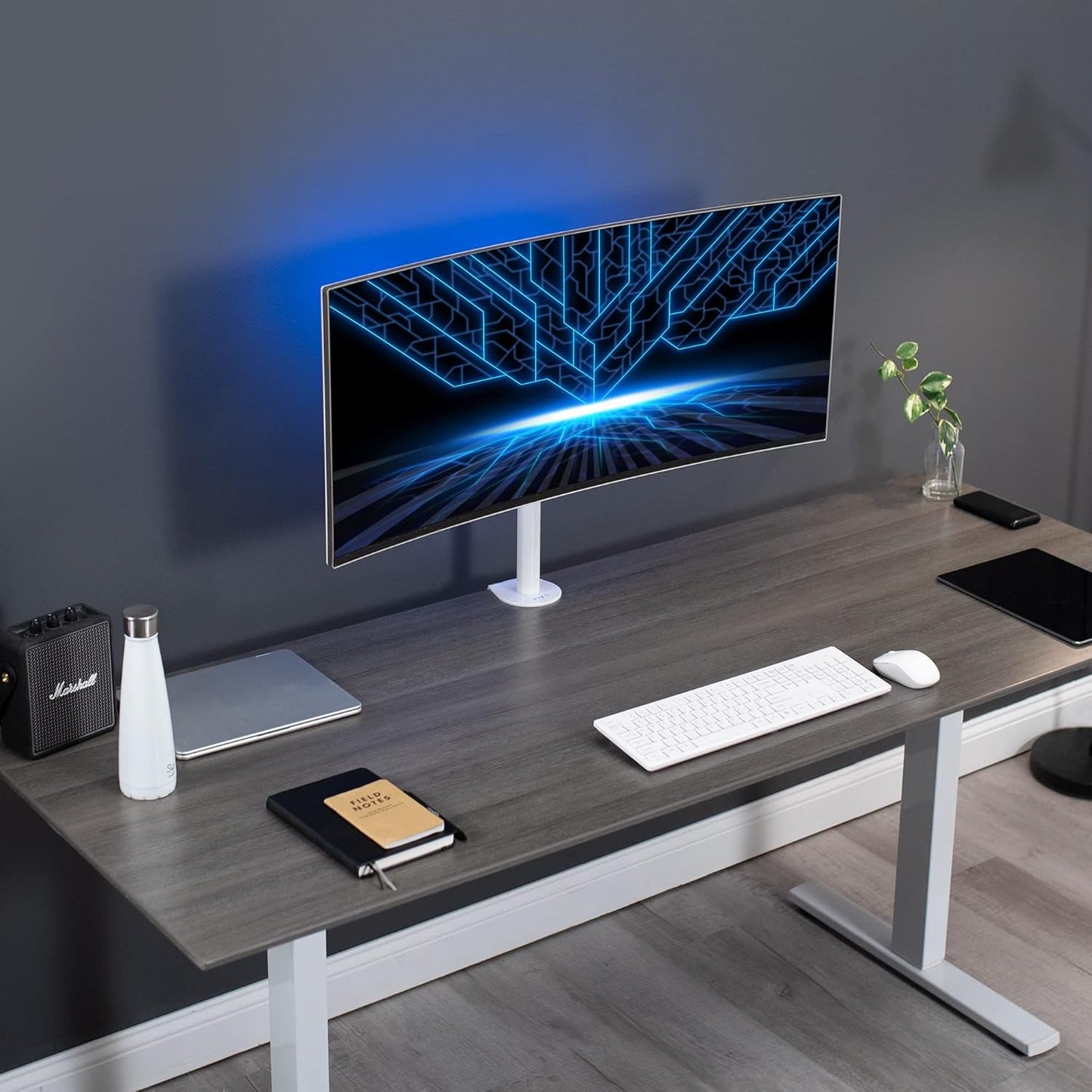 VIVO Heavy Duty Desk Mount for 13-38 Inch LCD Monitors - Supports Ultrawide Screens, White | STAND-V001CW