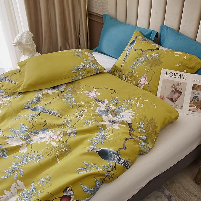 LifeTB Vintage Garden Floral Comforter Set Twin XL Vibrant Color Birds Flower Pattern Comforter Fluffy Soft Microfiber Boho Floral Bedding Comforter with 2 Pillowcases Cottage Botanical Comforter Set