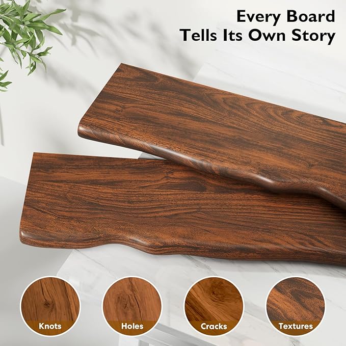 Solid Wood Live Edge Floating Shelves Set of 2 – 24" Rustic Wall Shelf with Hidden Bracket System, Wall Mounted Shelves for Bathroom, Kitchen, Living Room, Bedroom (Glazed Walnut)