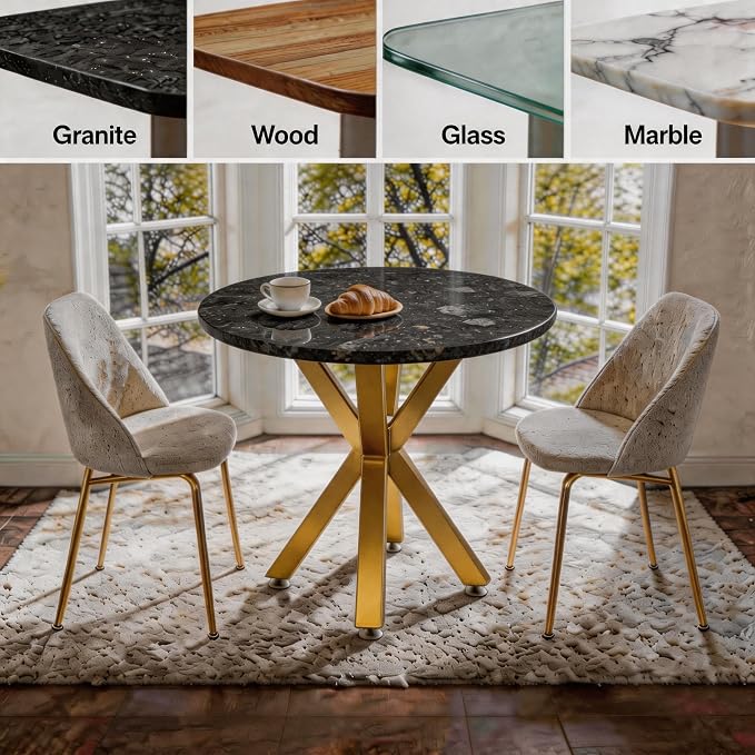FUSHIAIPTC Metal Table Legs 28 Inch, Artistic Heavy Duty Dining Table Base with Suction Cups & Pre-Drilled Holes, Fits Glass Marble Wood Tops, DIY Desk Coffee Table Legs, 1000LBS Capacity, Gold