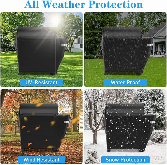 Utheer Grill Cover for Weber Searwood XL 600 Pellet Grill, Heavy Duty 600D Waterproof Fabric Grill Cover for Weber 3400146, Black