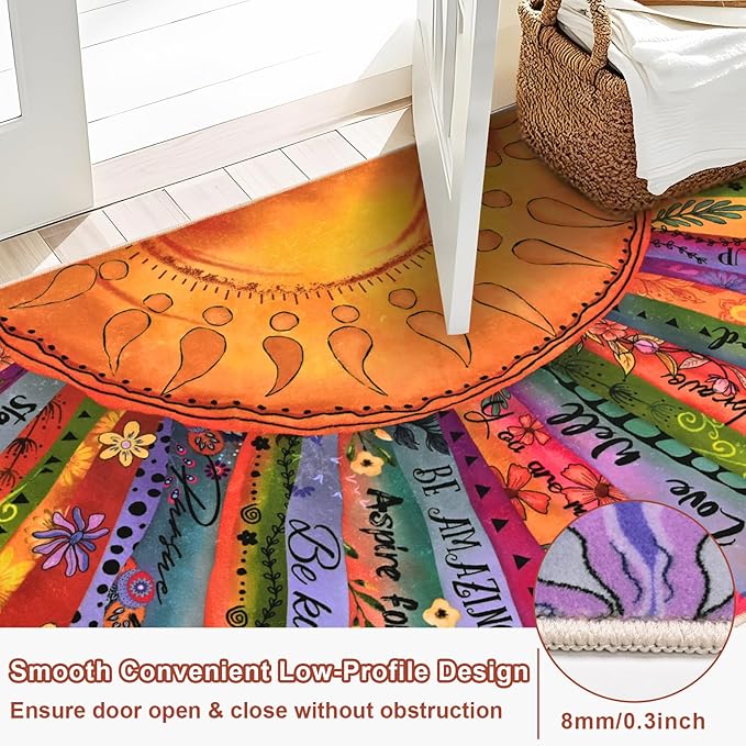 Likiyol Sun Area Rug 3x5 Rugs for Bedroom, Non Slip Washable Rugs for Living Room Soft Faux Cashmere Inspirational Bedroom Rug, Large Throw Rugs with Rubber Backing for Kids Room, Dining Room, Dorm