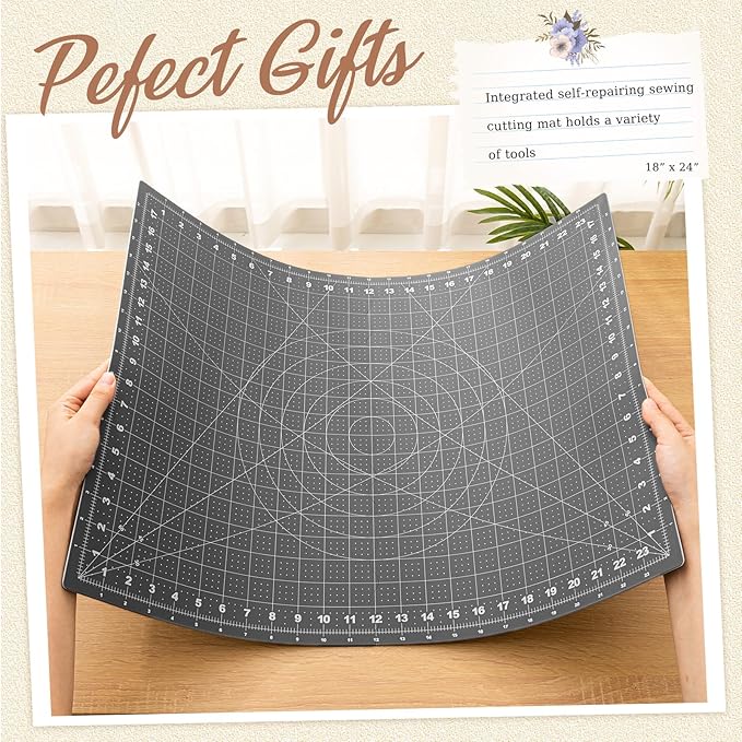 18" X 24" Self Healing Folding Cutting Mat with Grid for Quilting, Sewing, Craft Hobby Board Sewing Cutting Mat for Quilting, Leather, Fabric, Crafting, Scrapbooking, Art, Clay