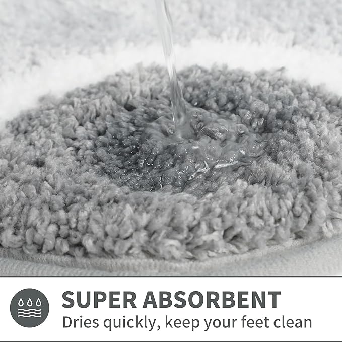 Scalloped Grey Bathroom Rugs Mat,Non Slip Absorbent Quick Dry Bath Mats for Shower Room,Plush Microfiber Bath Rug for Bathroom Floor Washable Carpet for Shower Tub Sink Bedroom,17"x47"