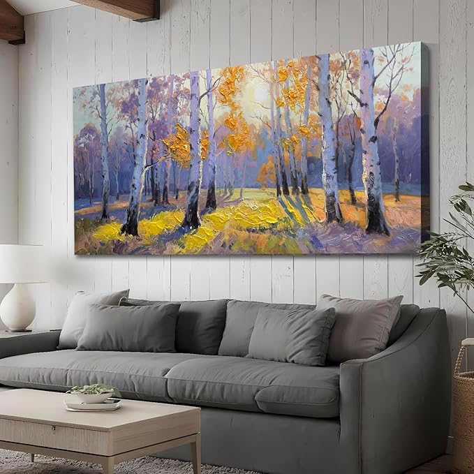 Brushart Forest Canvas Wall Art Nature Large Textured Picture Paintings Wall Decor Living Room Artwork for Walls Bedroom Home Office, 48"x24"