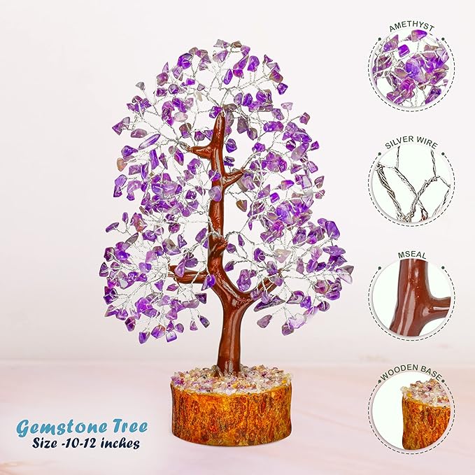 Amethyst Tree - Crystal Tree - Purple Crystal - Gemstone - Feng Shui Money Tree - Crystal Tree of Life - Crystal Bonsai Tree - Spiritual Tree - Crystal Decor - Chakra Tree - Good Luck Charm