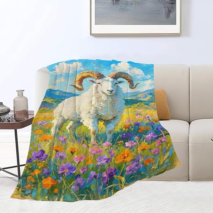 Goat Blanket Goat Throw Blanket Animal Soft Cozy Fleece Fuzzy Stuffed Plush Flannel Gifts for Girls Women Boys Kids Adults 40''x50''