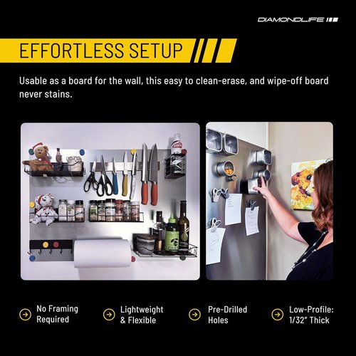 Magnetic Board 24"x36" - Versatile Memo & Vision Board for Home, Office, Classroom | Includes Command Strips