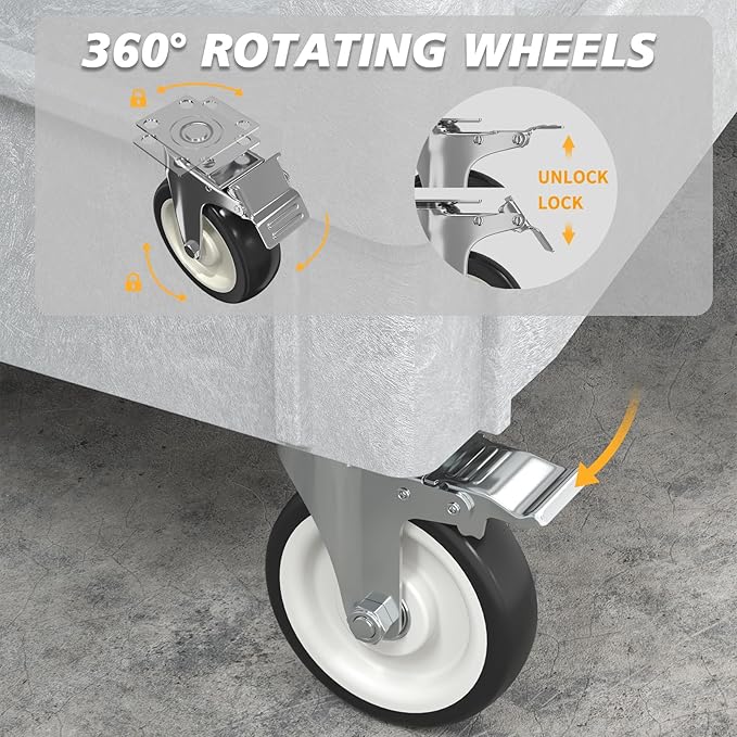Utility Cart on Wheels, 2 Shelf Heavy Duty Large Flat Top Rolling Cart, 550LBS Capacity Service Cart for Warehouse, Garage, School, Kitchens, Office(Gray, 45.7)