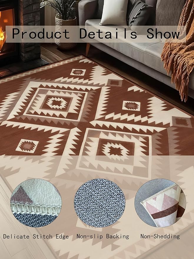 6x9 Geometric Rug, Mid Century Modern Rug for Living Room, Colorful Geometric Rugs, Mid Century Rugs, Abstract Carpet, Non-Slip Washable Carpet, Abstract Bedroom Kitchen