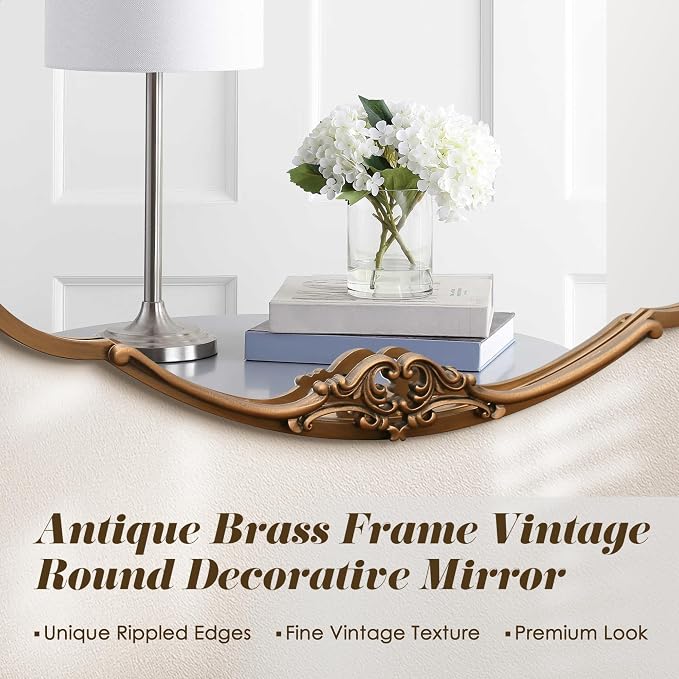 Besdomus Large Vintage Wall Mirror: 48"x26" Antique Gold Ornate Mirror - Classic Baroque Wall Decor for Entryway/Living Room/Bathroom/Hallway - Ideal for Home Decor Enthusiast
