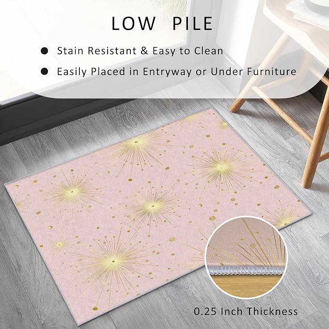 Starburst Rug 7x9 Mid Century Modern Retro Star Pattern Area Rugs for Living Room, Bedroom, Starburst Home Decor Accessories Indoor Carpet, Non Slip & Machine Washable