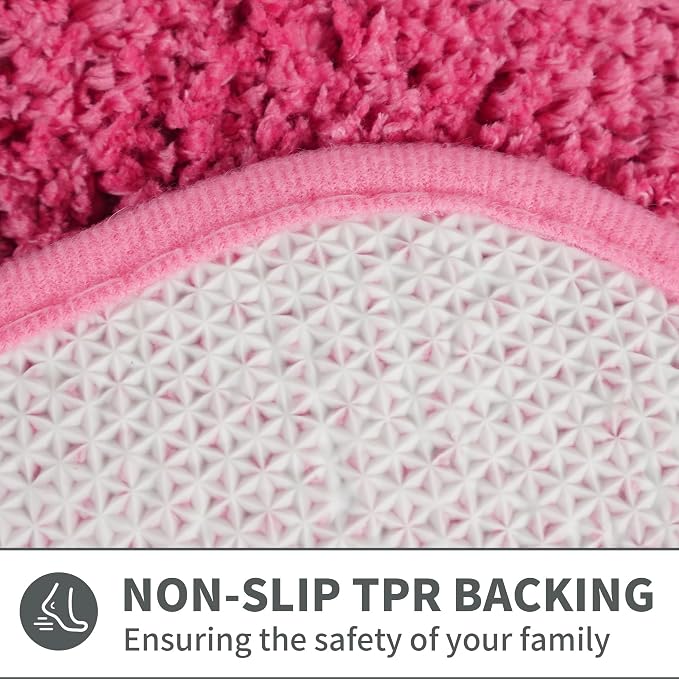 Cute Scalloped Rose Pink Bathroom Rugs Mat,Non Slip Absorbent Quick Dry Bath Mats for Shower Room,Microfiber Bath Mats for Bathroom Floor Washable Carpet for Shower Tub Sink Bedroom,17"x47"