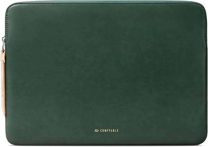 Comfyable Slim Protective Laptop Sleeve Compatible with 13/13.3/14 Inch MacBook Air & MacBook Pro, Mac Travel Case, Laptop Pouch, Slim PU Leather Cover M5/M4/M3/M2/M1 2025-2021, Midnight Green