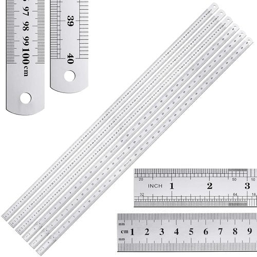 Lothee 6-Piece Stainless Steel Yard Stick Set - Durable 40-Inch Measuring Rulers for Classroom & Woodworking