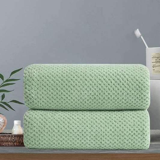 Hand Towels Set 2 Pack-16“x31”,Ultra Soft Microfibers Bathroom Towel Set Highly Absorbent Quick Dry Luxury Premium Towel Lightweight Durable Hand Towel Collection for Hotel Spa Gym Kitchen,Green