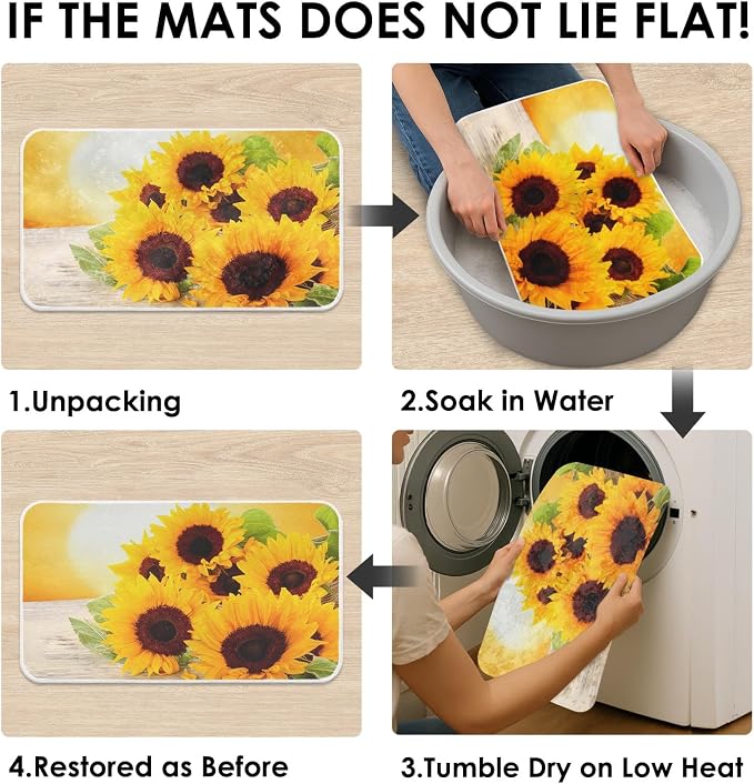 Britimes Bath Mat for Bathroom, Yellow Sunflower Washable Cover Floor Rug Carpets Floor Mat Bathroom Decorations 16x24 Inches for Kitchen Bedroom Indoor