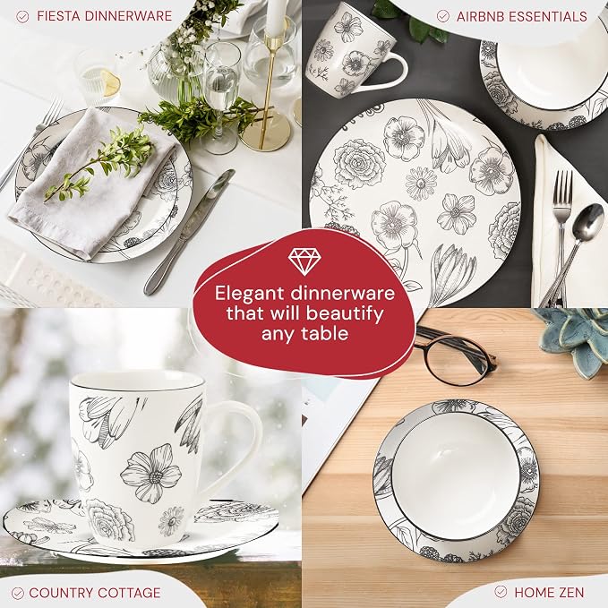 Safdie & Co. Porcelain Dinnerset 16 Piece Porcelain Bouquet