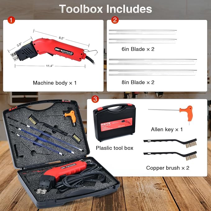 Foam Cutter Electric Hot Knife Styrofoam Cutter Foam Cutting Tool Hot Knife Foam Cutter Air Cooled 200W 110-120V (4 Blades) for XPS,EPS,EPP,EVA,EPE,KT Board,PU,Sponge