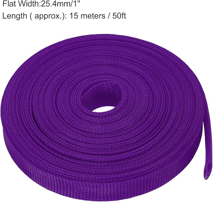 uxcell Expandable Sleeving, 1-inch 50ft Cable Sleeve, Purple