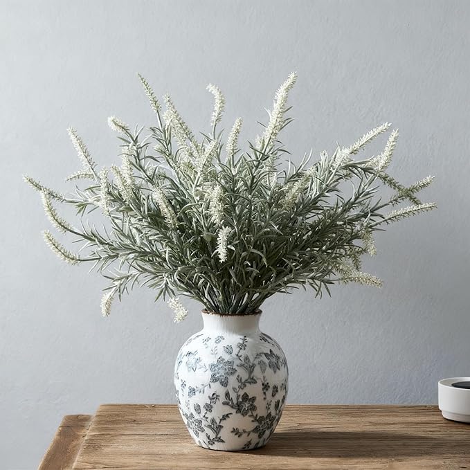 SIDUCAL Ceramic Vintage Vase, 5.83 Inch Retro Ice Cracked Chinoiserie Floral Vase, Rustic Farmhouse Vases for Home Decor, Bookshelf, Garden, Chinoiserie Decor, Tuscan Decor, Gray Floral Pattern