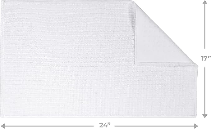 Cotton Paradise 100% Cotton Turkish Bathmat Rug, Soft Absorbent Quick Dry Non Slip, 17x24 Bathmat Rug, Snow White