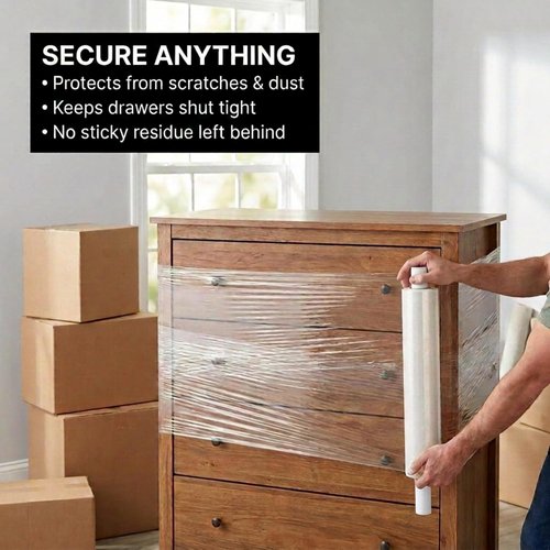 BOX USA Stretch Wrap - Extra Wide 20-Inch Clear Plastic Film Roll with Handles | 1000 ft for Shipping & Moving