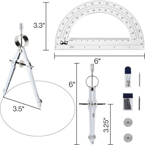 Mr. Pen Protractor and Compass Set - Essential Geometry Tools for Accurate Measurements | Perfect for School Use